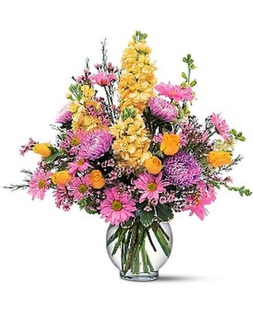 Yellow and Lavender Delight Flower Arrangement