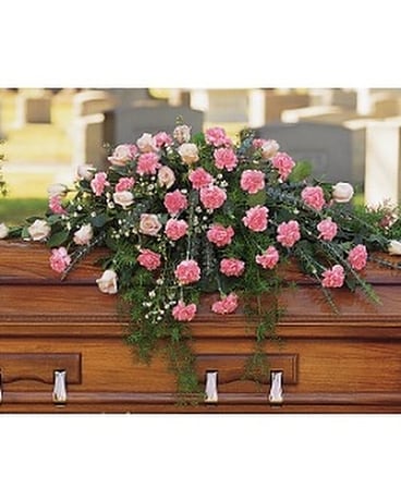 Heavenly Pink Casket Spray Flower Arrangement