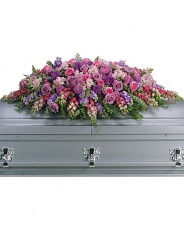 Lavender Tribute Casket Spray Flower Arrangement