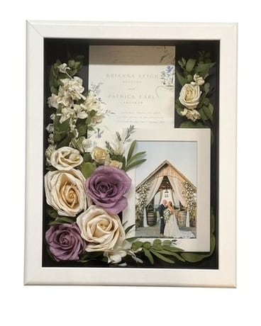 10x13 White Shadowbox Dried Flowers