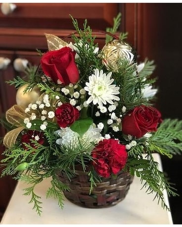 Christmas Basket Flower Arrangement