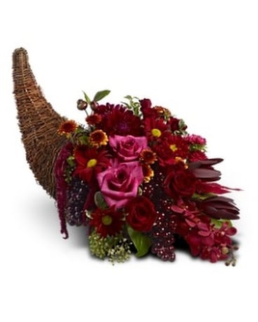 Crimson Cornucopia Flower Arrangement