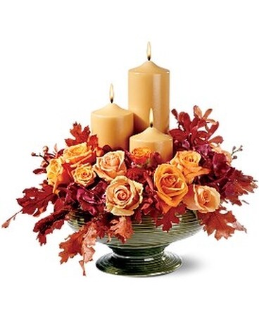 Candles of Autumn Flower Arrangement