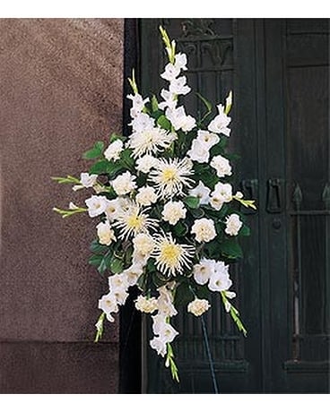 White Promise Spray Funeral Casket Spray Flowers