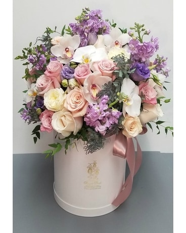 Pastel Pleasure Hat Box Flower Arrangement