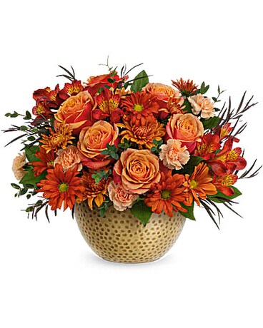 Teleflora's Vintage Gold Centerpiece Flower Arrangement