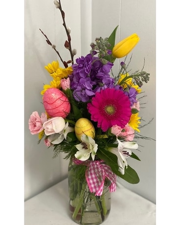 Easter Mason Jar Flower Arrangement