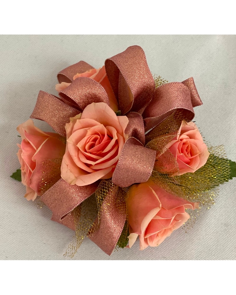 Rose Gold Wrist Corsage in West Hazleton PA - Smith Floral Co.