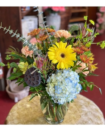 Golden Fall Flower Arrangement