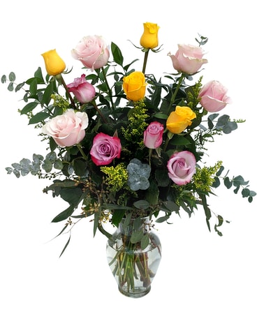Spring Long Stem Rose Assortment Flower Arrangement