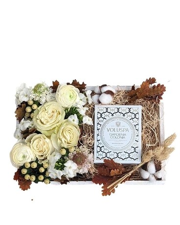 Fall Elegance Gift Crate Flower Arrangement