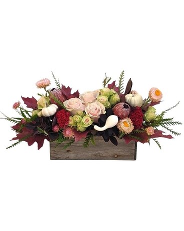 Berry Blush Long and Low Centerpiece Flower Arrangement