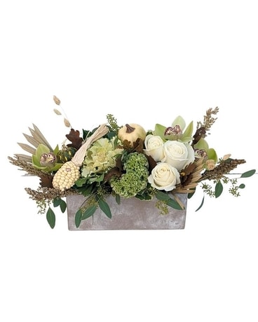 Viridescent Long and Low Centerpiece Flower Arrangement