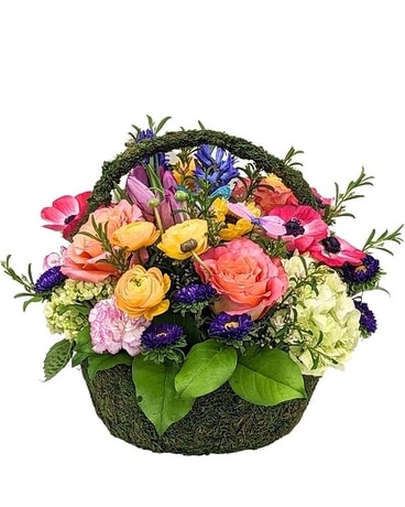 Vision of Spring Garden Basket Flower Arrangement