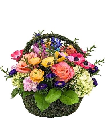 Vision of Spring Garden Basket Flower Arrangement