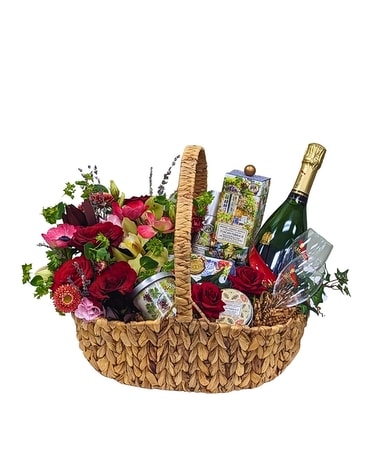 Tuscany Romance Gift Basket Flower Arrangement
