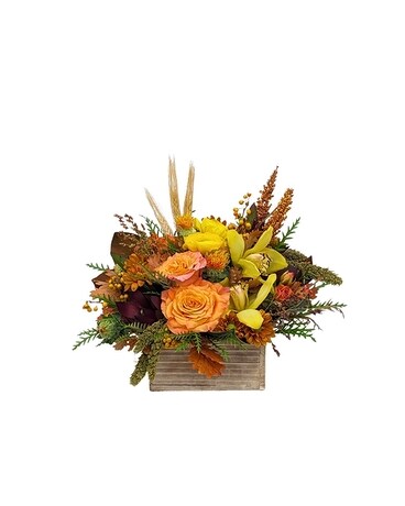 Golden Maple Centerpiece Flower Arrangement