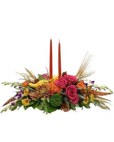 Thanksgiving Glow Centerpiece Flower Arrangement