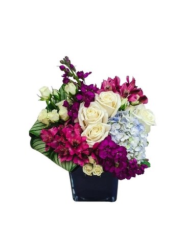 Portrait in Purple Flower Arrangement
