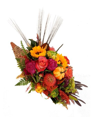 Premium Rustic Cornucopia Flower Arrangement