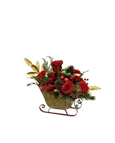 Vintage Sleigh Flower Arrangement