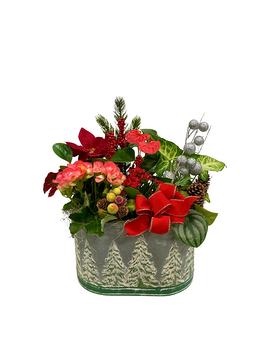 Winter Forest Blooming Garden Basket Arrangement