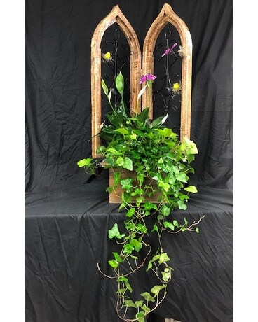 Double Antique Church Window Flower Arrangement