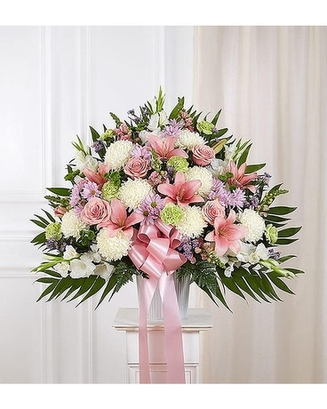 Sherwood's Pastel Sympathy Basket Flower Arrangement