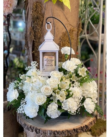Always in our hearts light up lantern arrangement Flower Arrangement