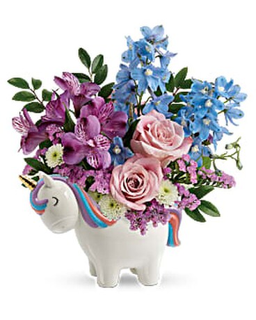 Teleflora's Enchanting Pastels Unicorn Bouquet Flower Arrangement