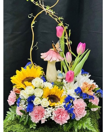 Sherwood's Mushroom Floral Garden Flower Arrangement