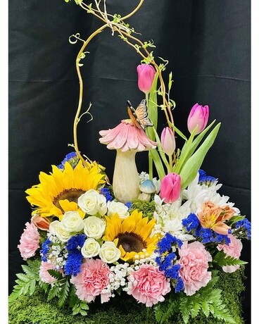 Sherwood's Mushroom Floral Garden Flower Arrangement