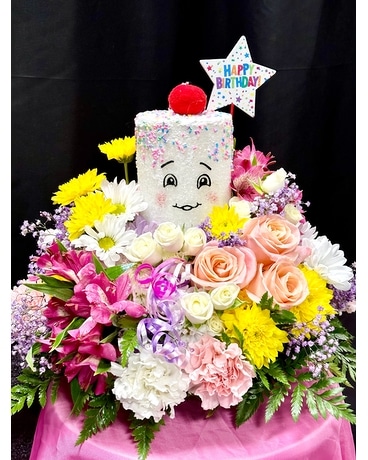 Marshmallow Birthday Cake Supreme (NOT EDIBLE) Flower Arrangement