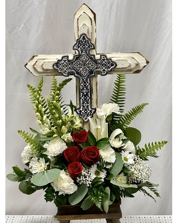 Cross Of Elegance Flower Arrangement