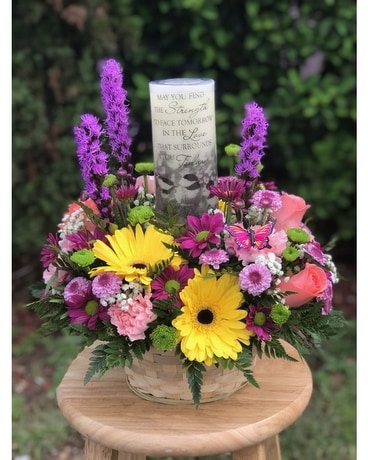 Sympathy Candle Basket (CANDLE DESIGN WILL VARY) Sympathy Arrangement