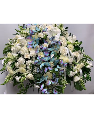 Butterflies in the Sky Casket Spray Funeral Casket Spray Flowers