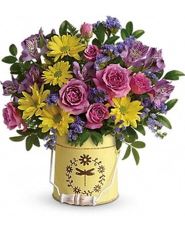 Teleflora's Blooming Pail Bouquet Flower Arrangement