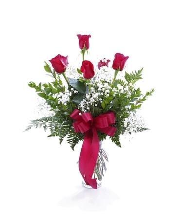 6 Red Roses Flower Arrangement