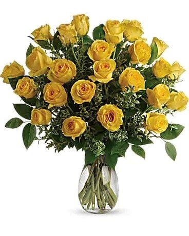 24 Yellow Roses Flower Arrangement