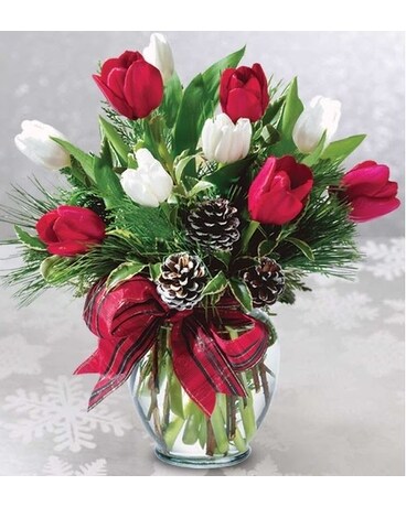 Holiday Tulips Flower Arrangement