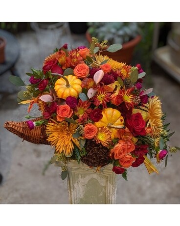 Thanksgiving Cornucopia Flower Arrangement
