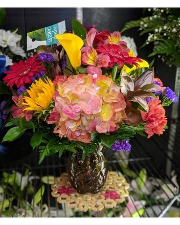 Fall Colored vase Flower Arrangement