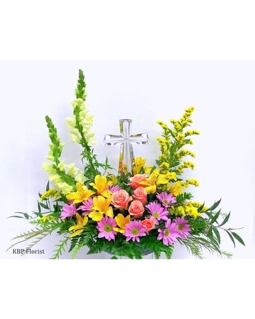 Sunbeams Crystal Cross Flower Arrangement