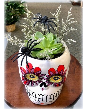 Succulents and Skulls Flower Arrangement