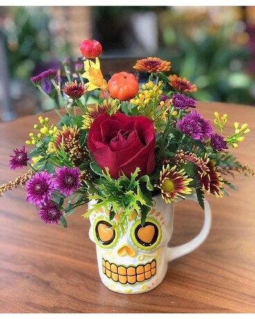 Spooky Mugs Flower Arrangement