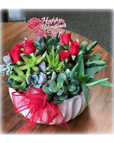 Valentine Succulent Garden Flower Arrangement