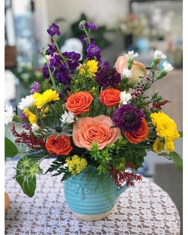 Busy Bee Keepsake Pitcher Flower Arrangement