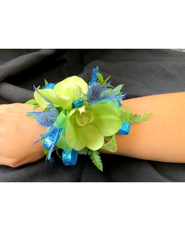 Wrist Corsage Green Orchids Flower Arrangement
