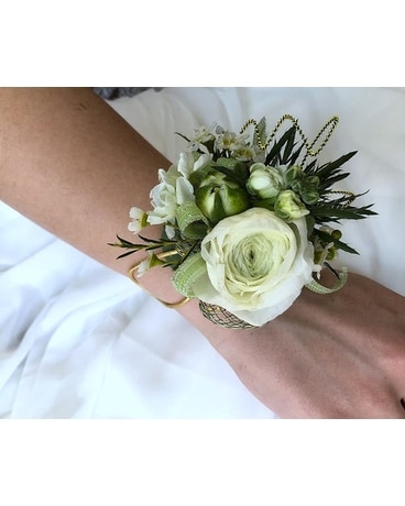Wrist Corsage White English Garden Corsage