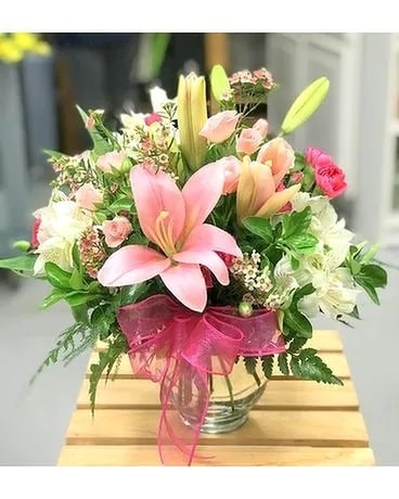 Designers Choice Pink Garden Flower Arrangement